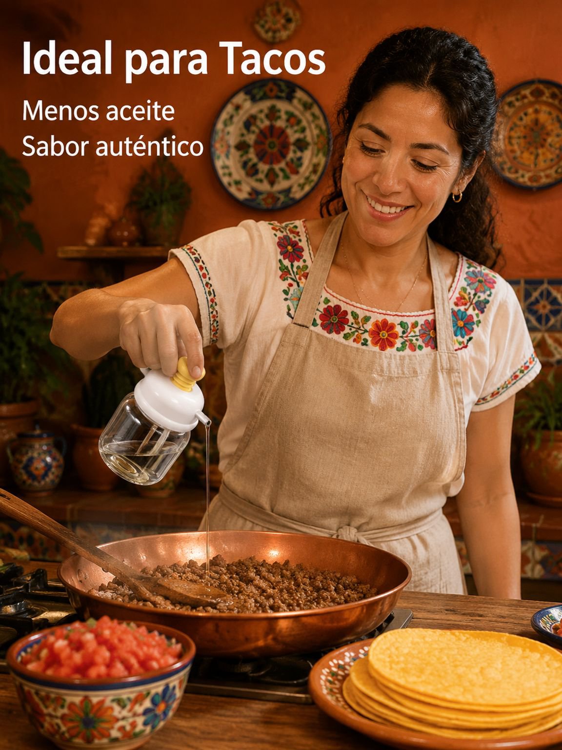Botella exprimible de aceite con control de flujo