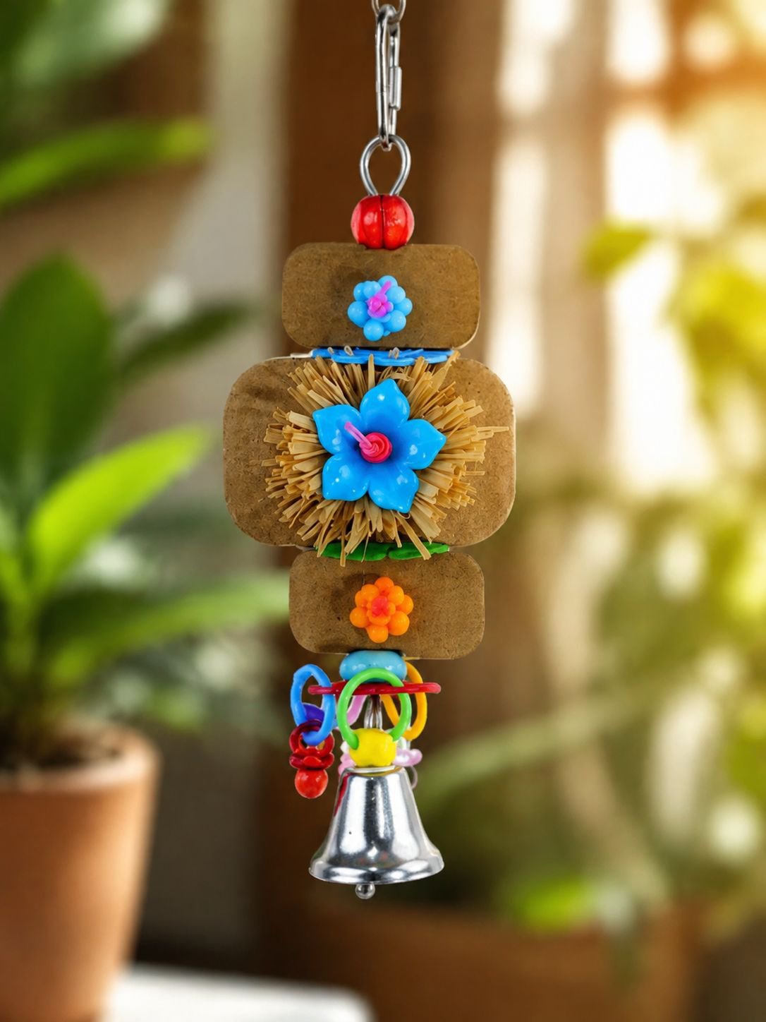 Parrot Colorful Chewing Toy Stand, Cockatiel Tiger Skin Peony Educational Toy, Claw Sharpening and B