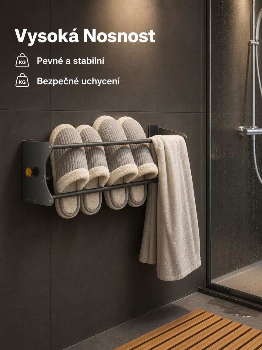 Bezvrtací nástěnný magnetický držák na pantofle pro vnitřní použití