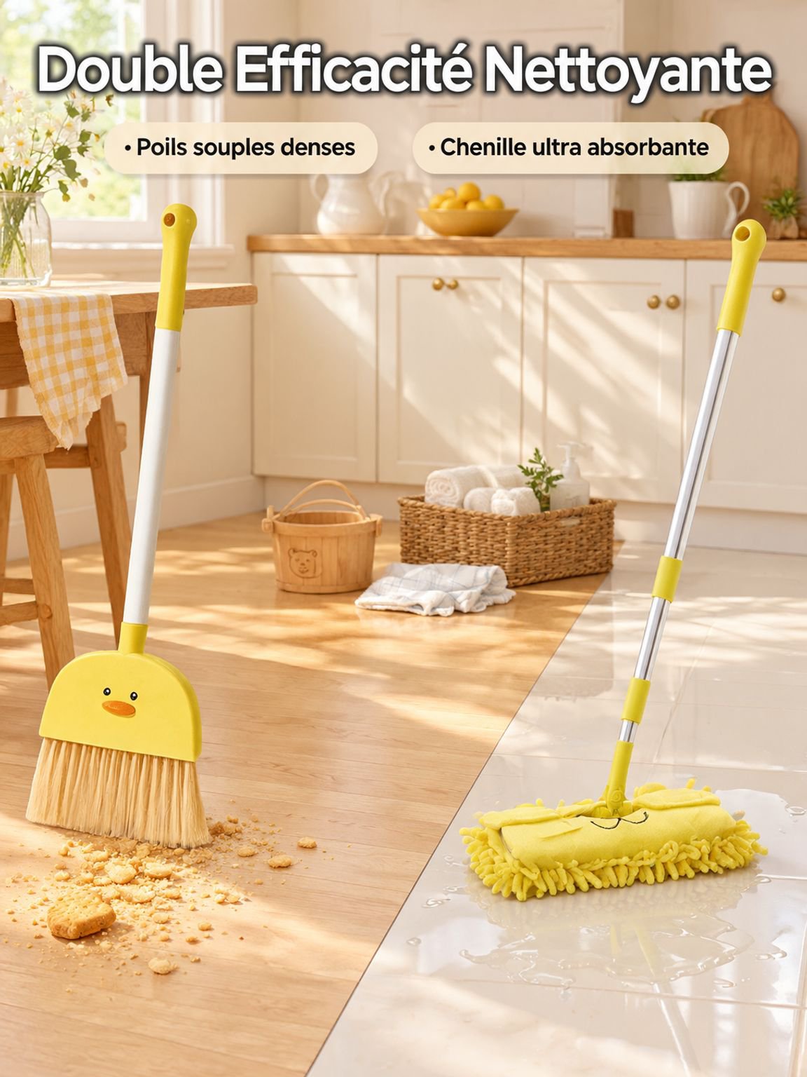 Ensemble balai et serpillère 3 pièces
