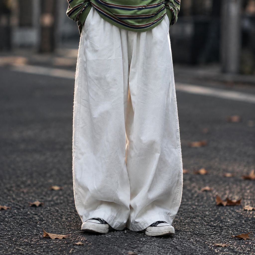 日系 原宿スタイル メンズ ストレートルーズ ワイドパンツ 春秋用