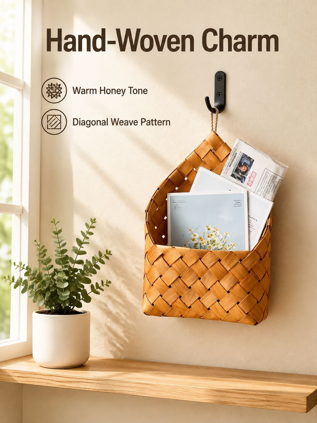 Hand-woven storage basket