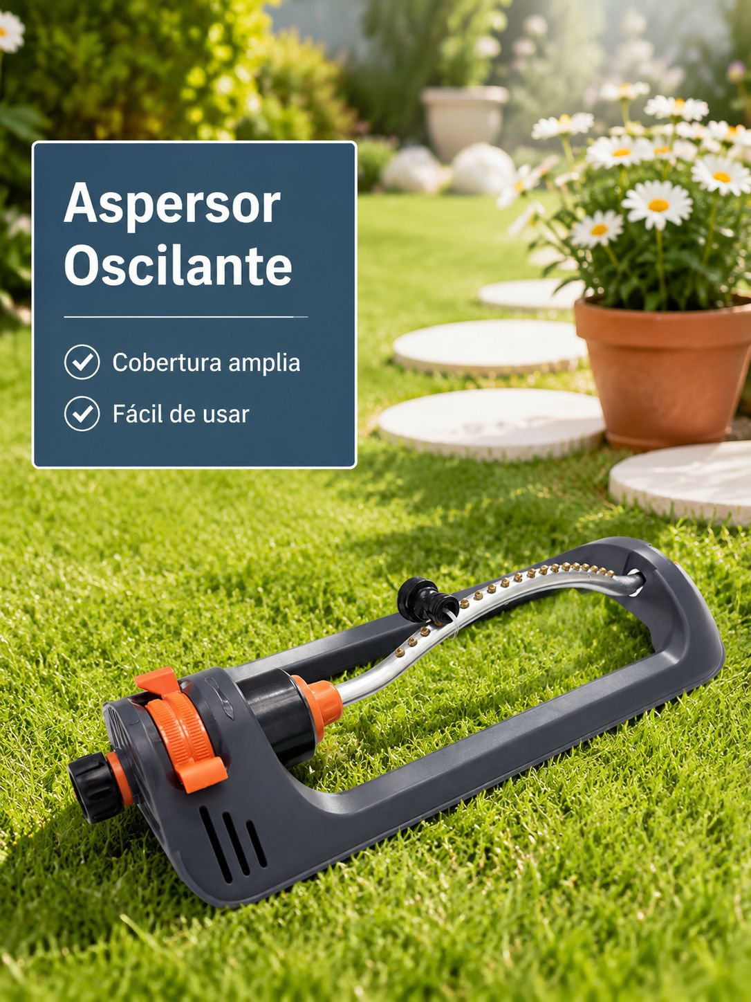 Aspersor de jardín con cabezal oscilante automático de 180° y 19 orificios para riego