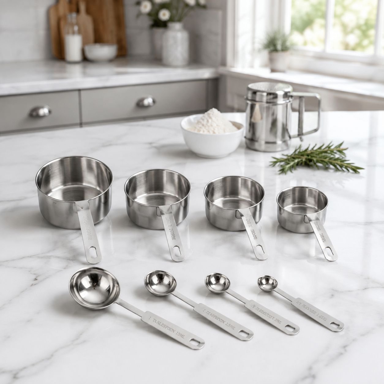 Kitchen Cooking Tea and Seasoning Powder Measuring Spoons and Cups Combo