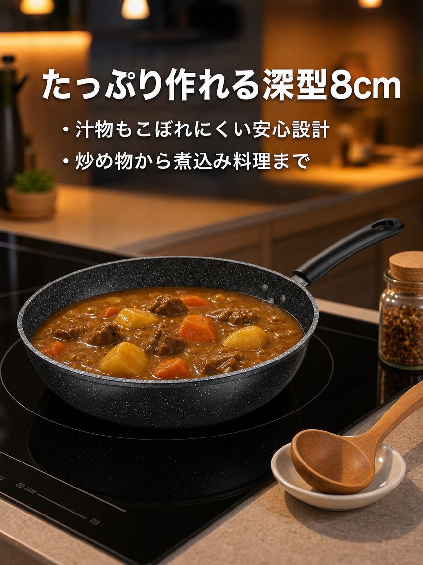 多機能家庭用ノンスティックフライパン