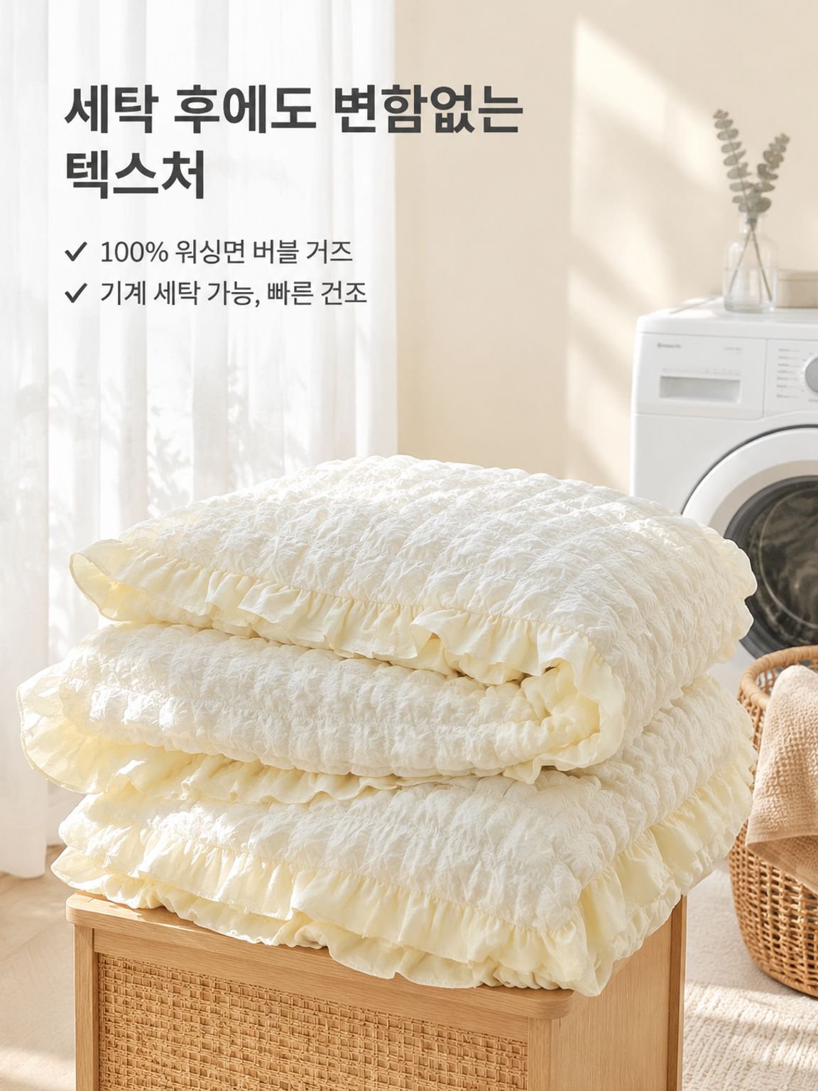 산뜻한 워싱면 버블거즈 침대스커트 4종 세트