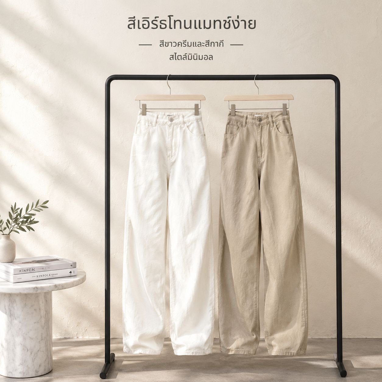 กางเกงยีนส์ขากว้างเอวสูงสำหรับผู้หญิง ใส่ได้ทั้งฤดูใบไม้ผลิและฤดูใบไม้ร่วง