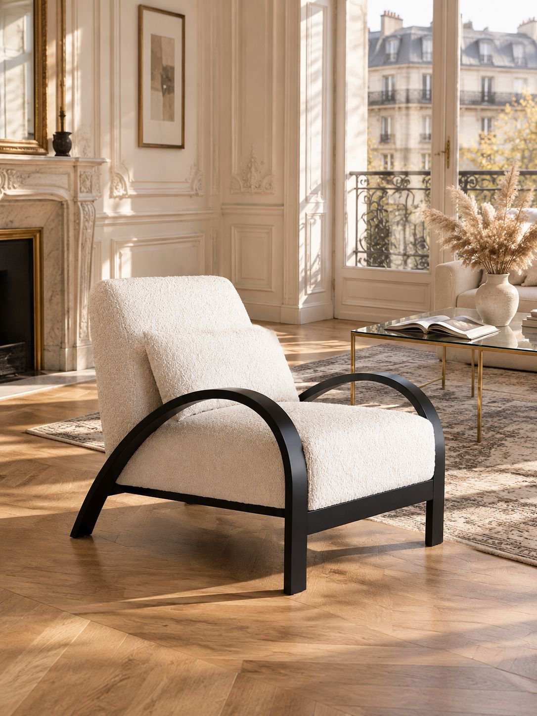 Fauteuil individuel de style wabi-sabi vintage et luxe pour la maison