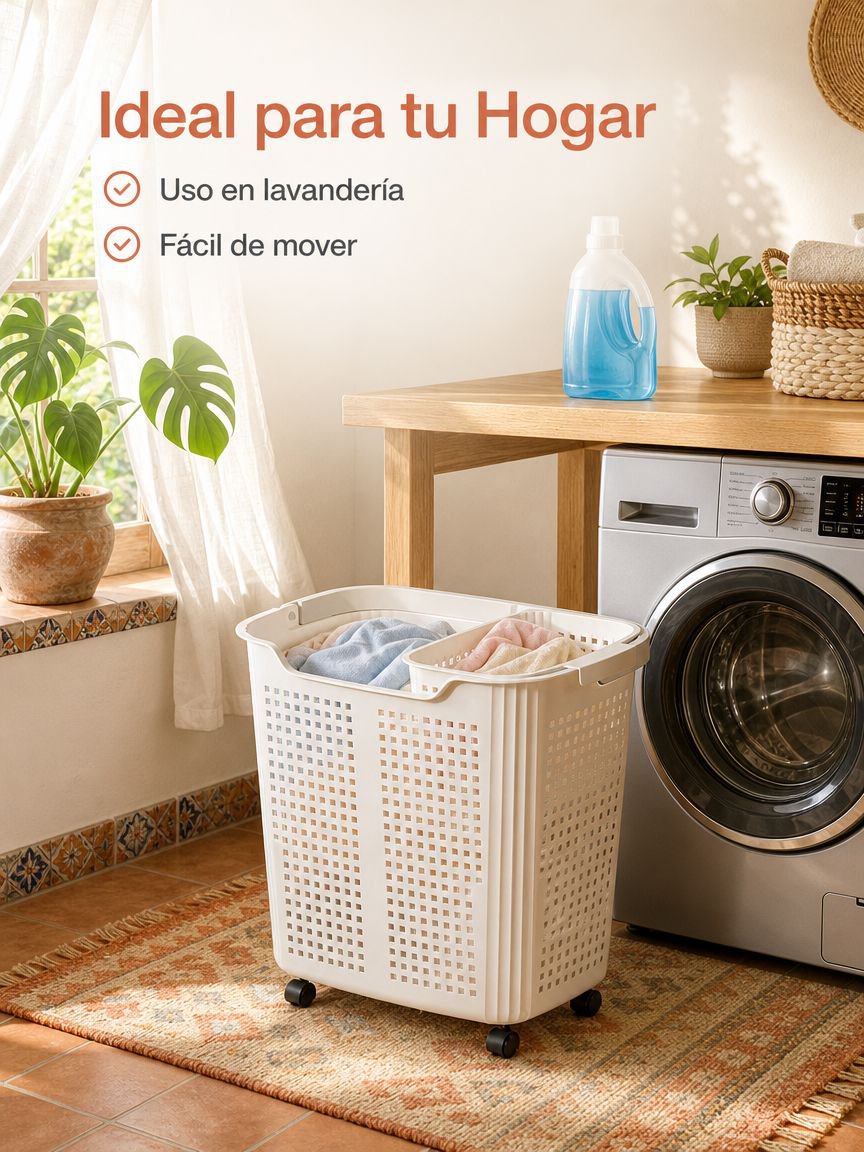 Cesta de ropa sucia de gran capacidad con ruedas