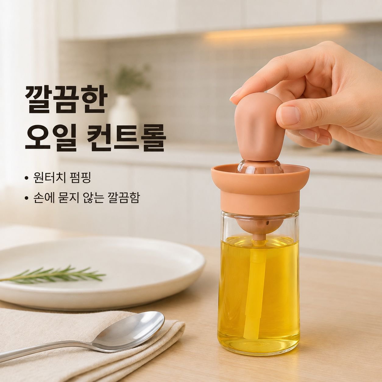내열 자동흡수 가정용 유리병 브러시 바베큐 오일브러시 일체형
