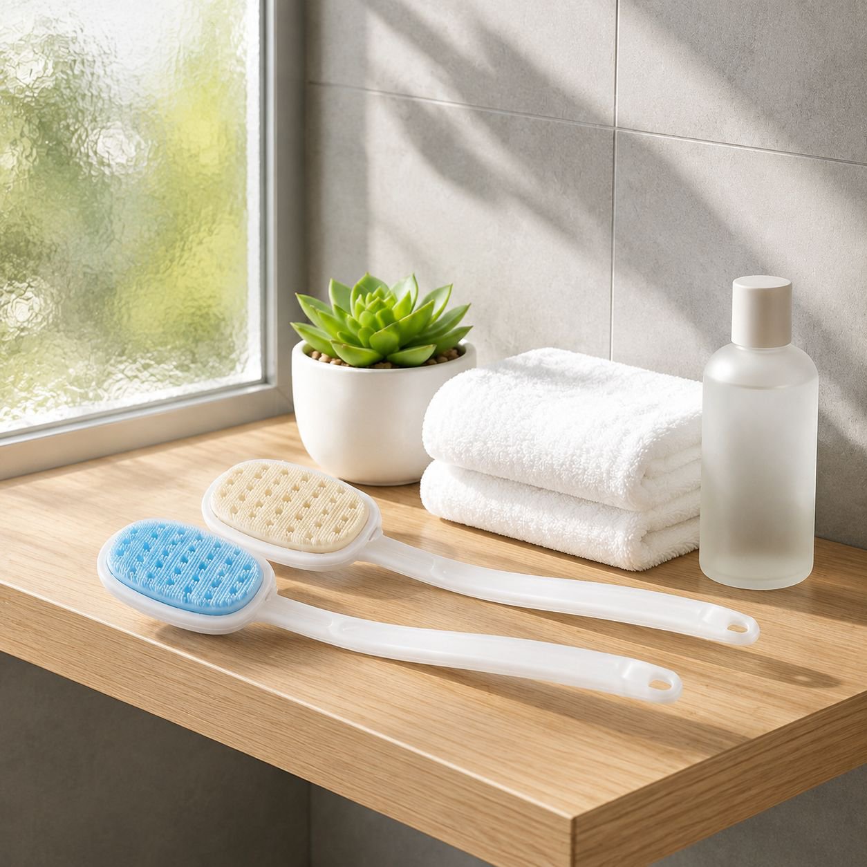 Shower brush reaching hard-to-clean areas