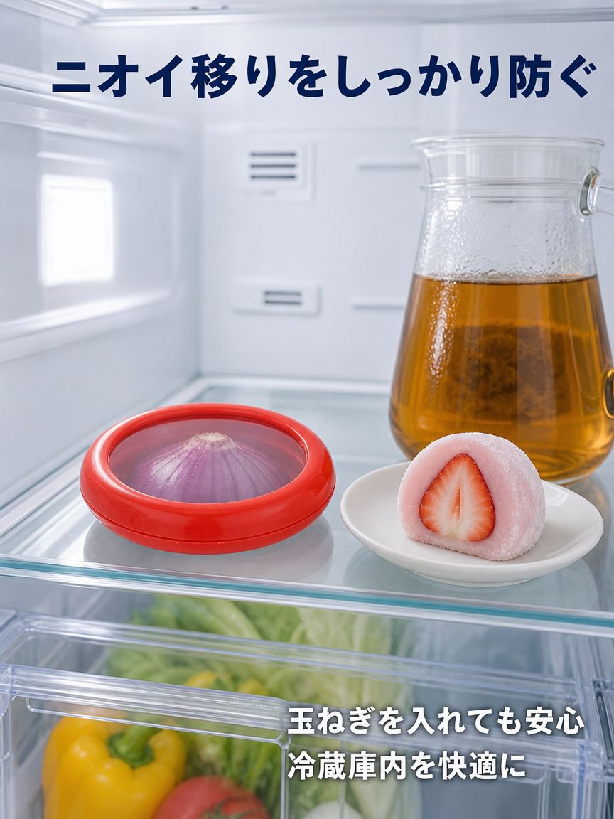 果物と野菜を半分に切った食品保存容器