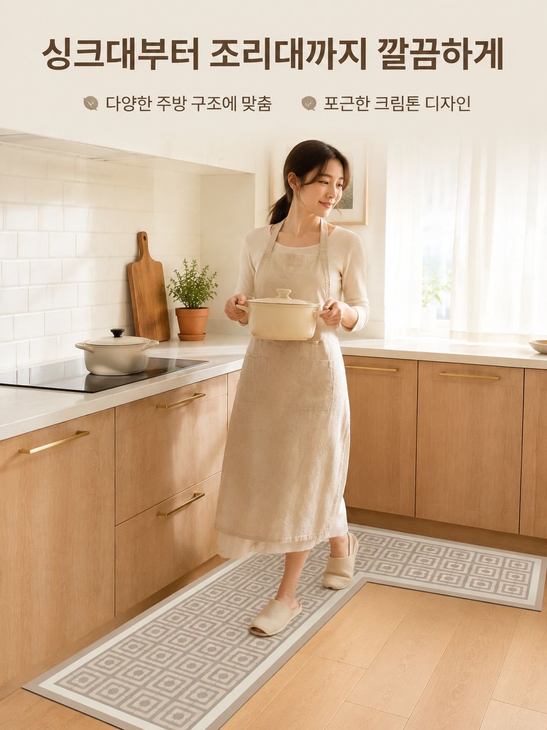 얼룩 방지 및 닦기 쉬운 주방 매트