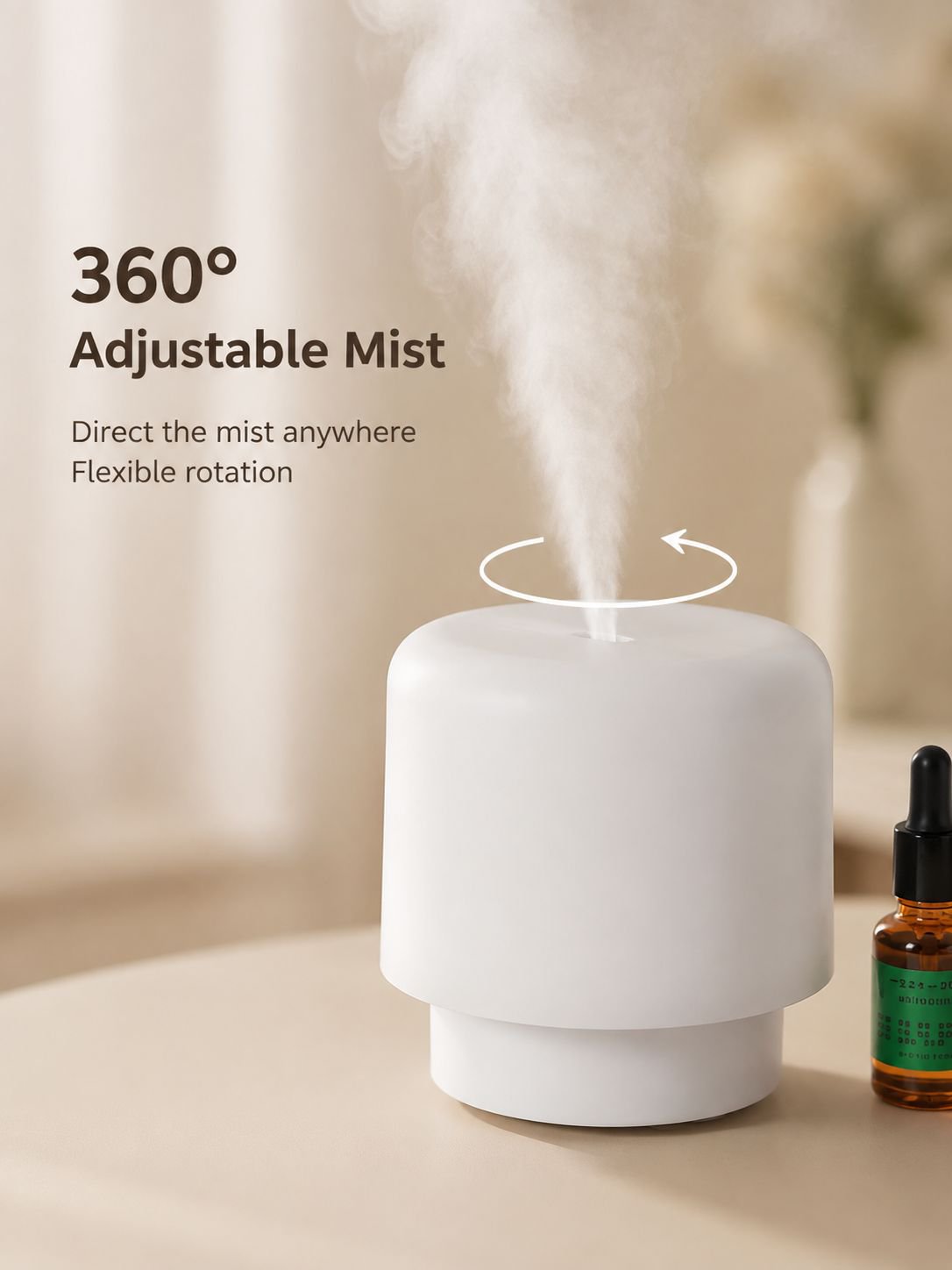 USB Desktop Aroma Humidifier with 360° Rotation and Colorful Ambient Light