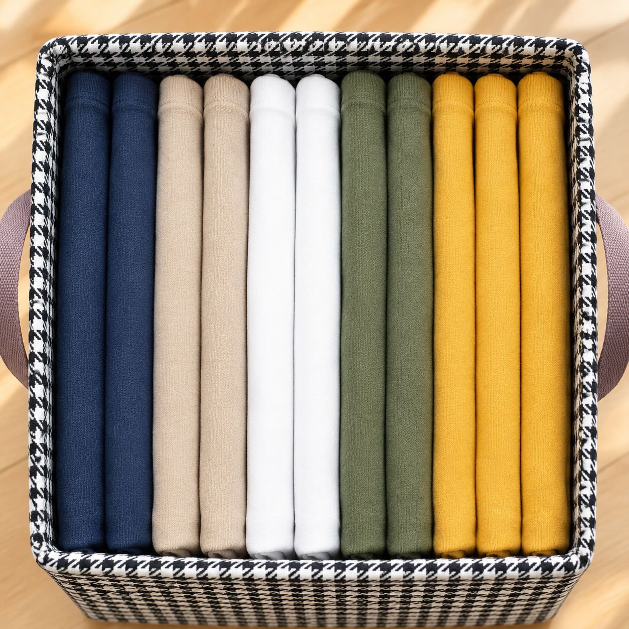 千鳥格子柄多機能収納バッグの全体画像