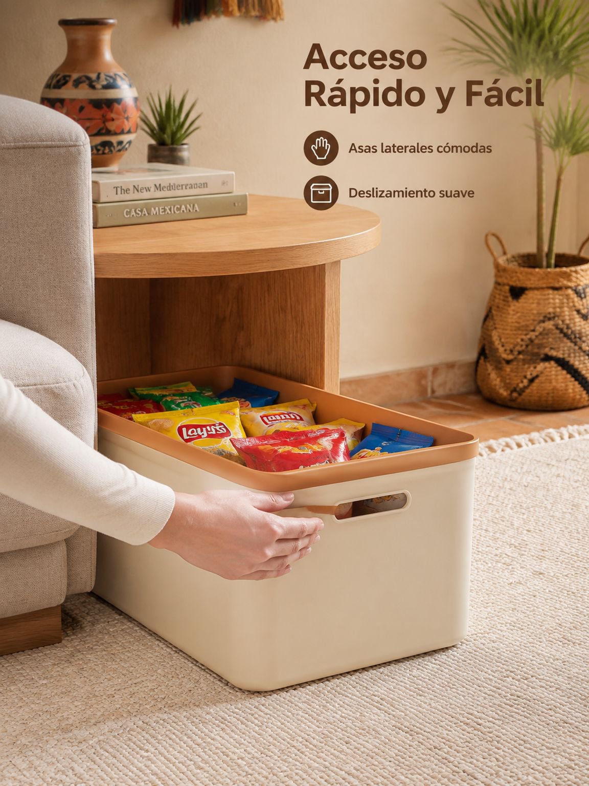 Caja de almacenamiento con tapa multiusos