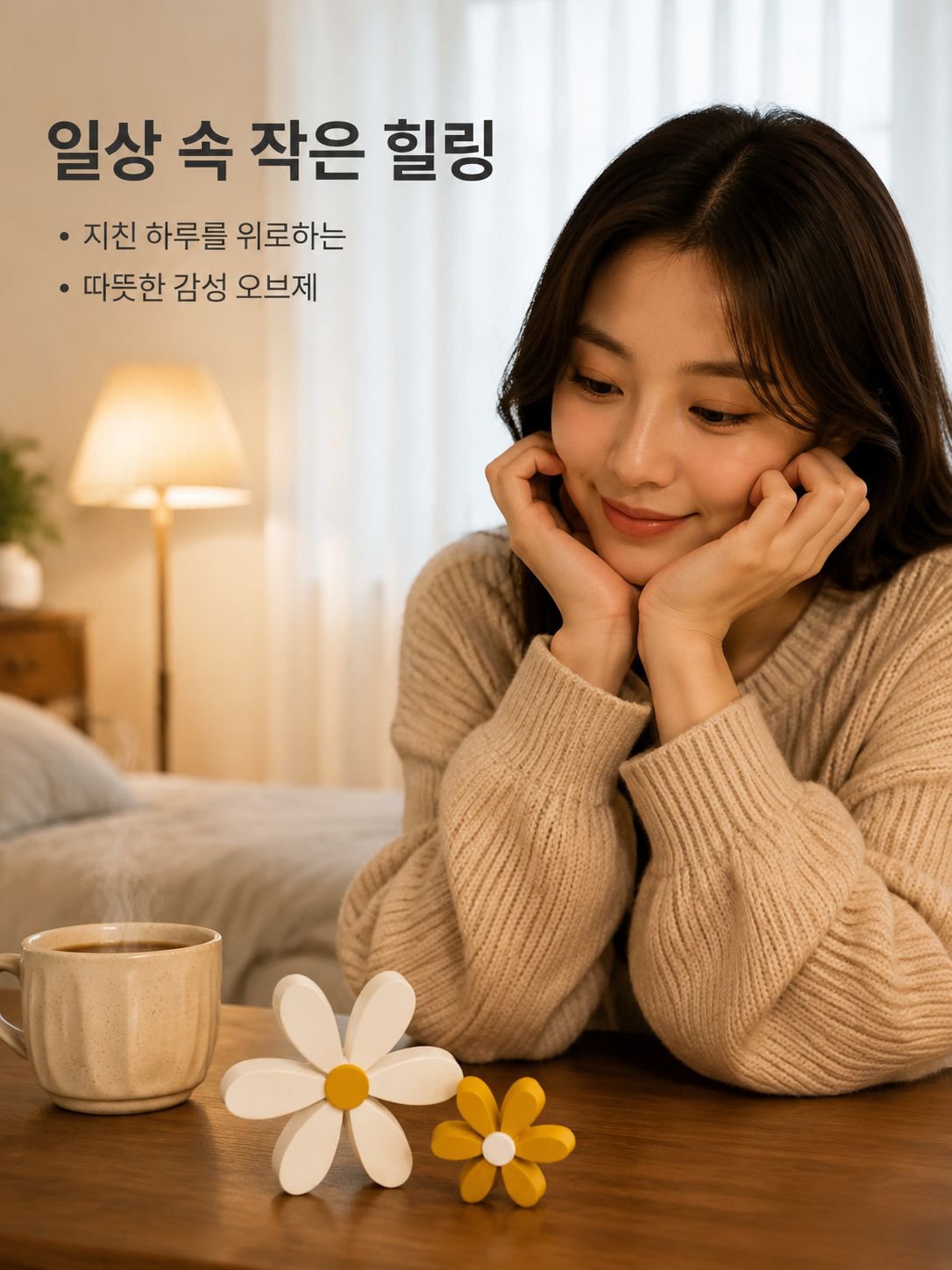 황백 데이지 나무 장식품