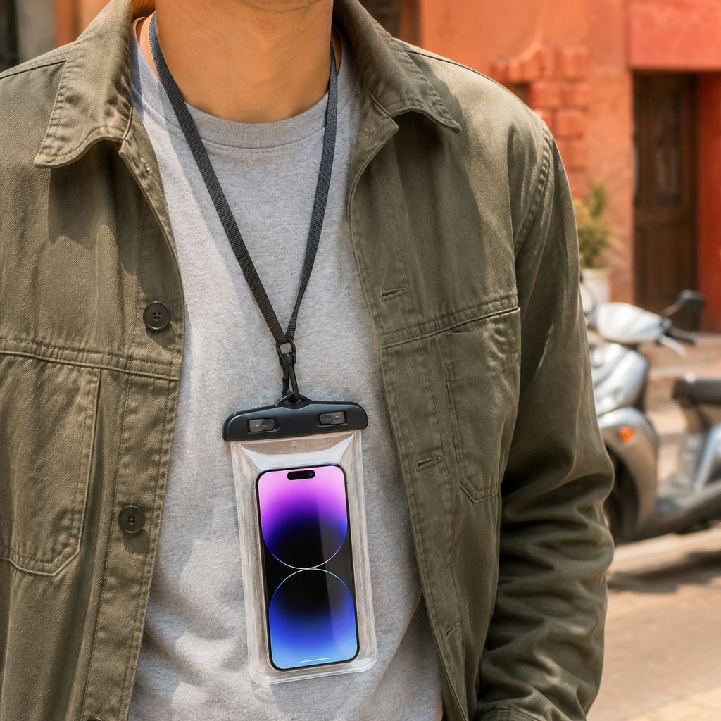 Funda inflable impermeable para repartidores con opción de grabar bajo el agua