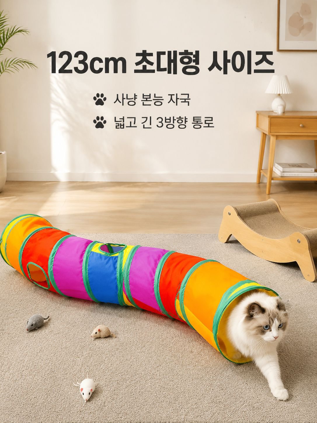 무지개색 고양이 놀이 터널