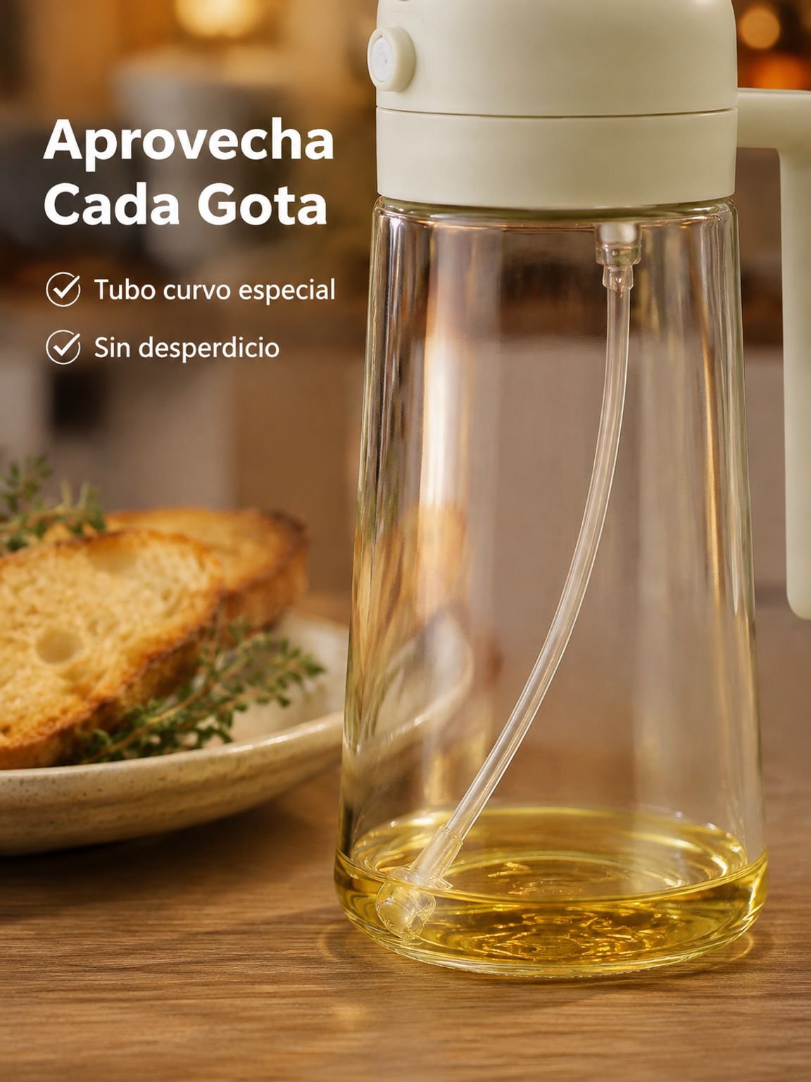Aceitera de vidrio para cocina