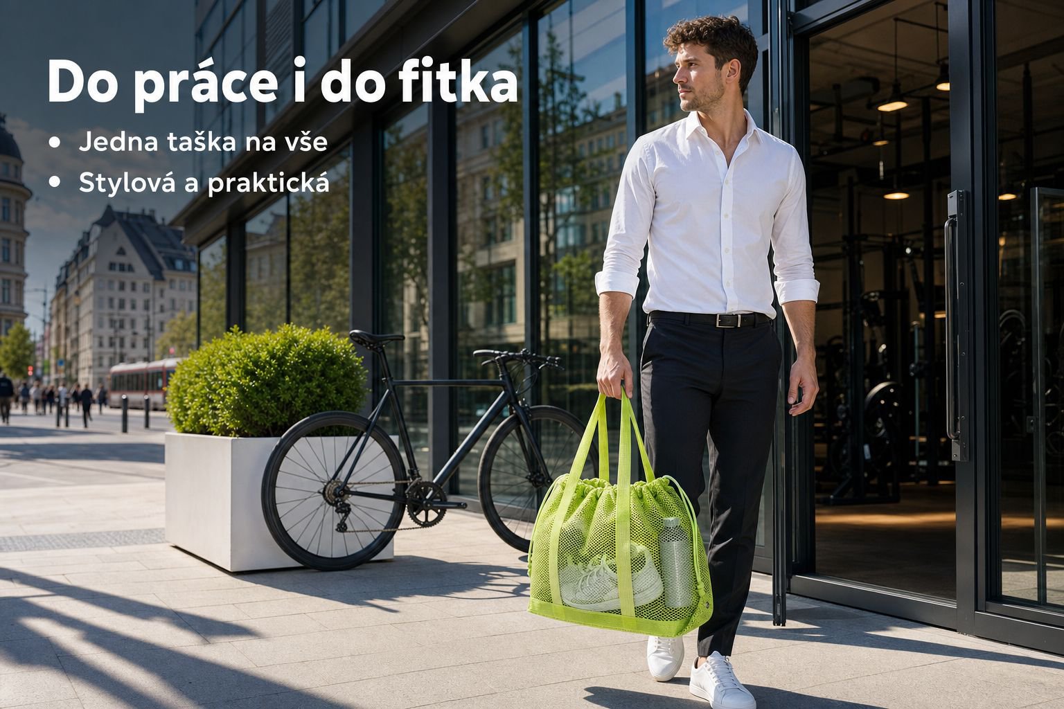Síťovaná plážová taška v modré barvě na písku