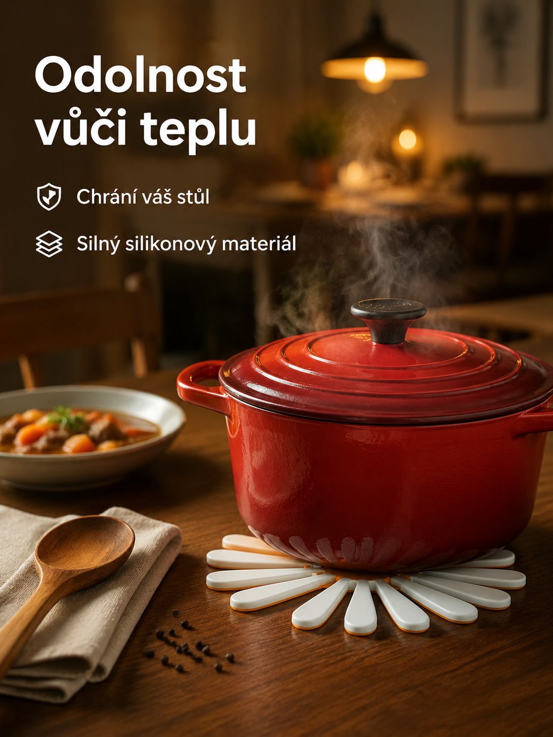 Odnímatelná podložka pod hrnec ve tvaru sedmikrásky