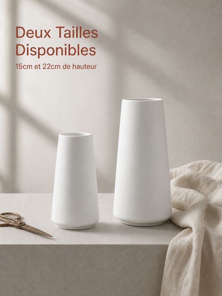Vase en céramique blanc à large ouverture