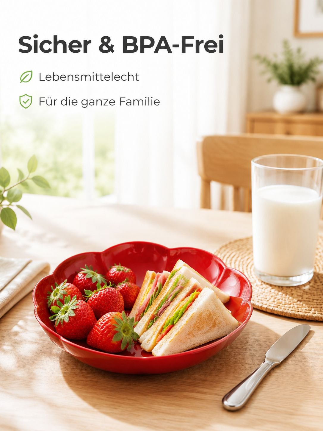 PP bruchsicherer und langlebiger Teller mit Blumenmuster