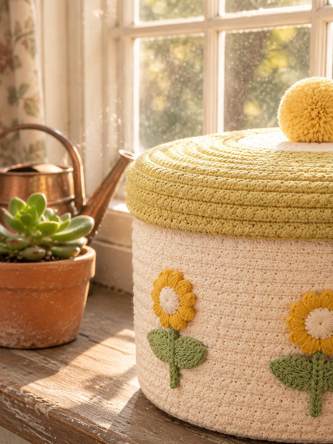 Lidded Cotton Woven Storage Basket