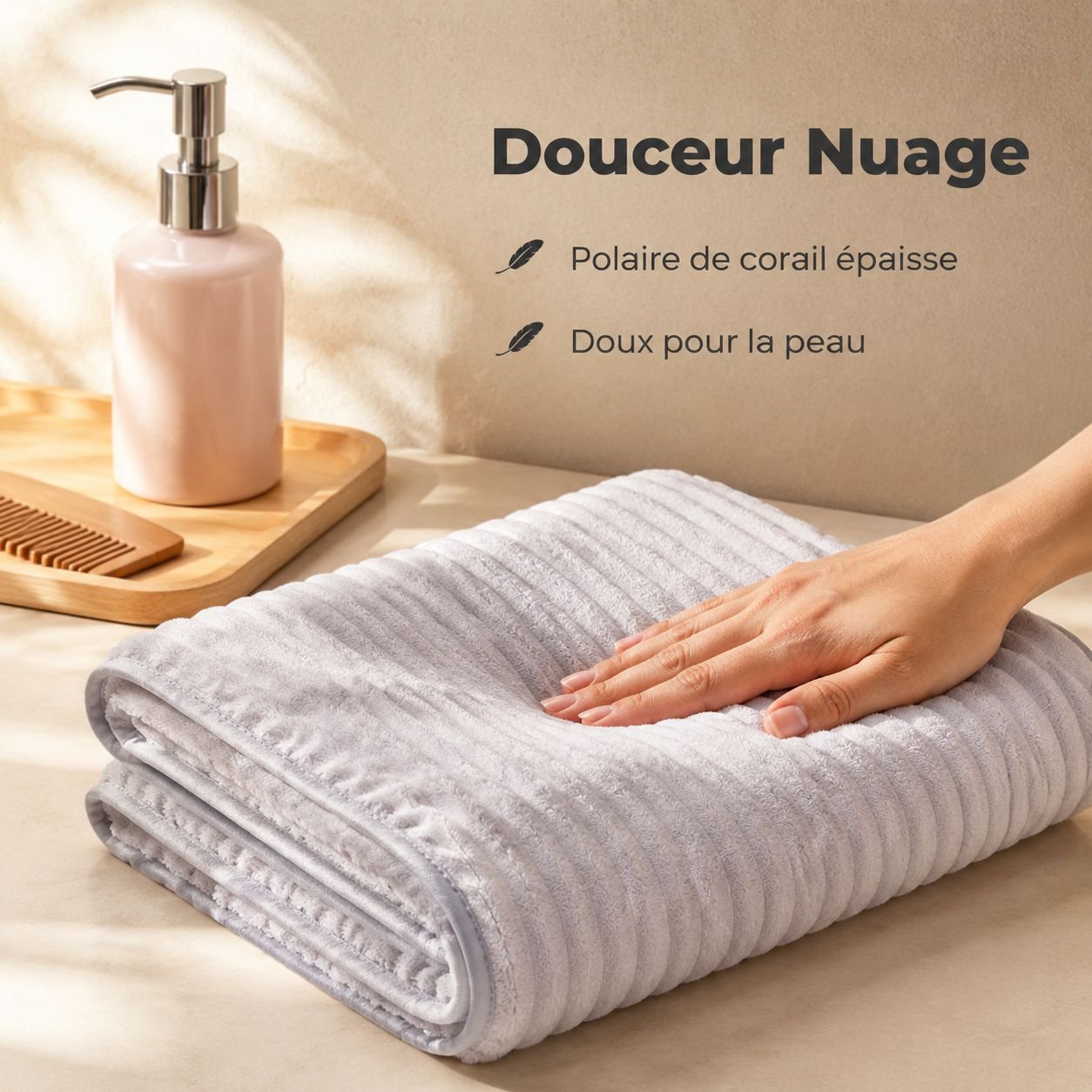 Serviette en microfibre corail à séchage rapide et absorbante