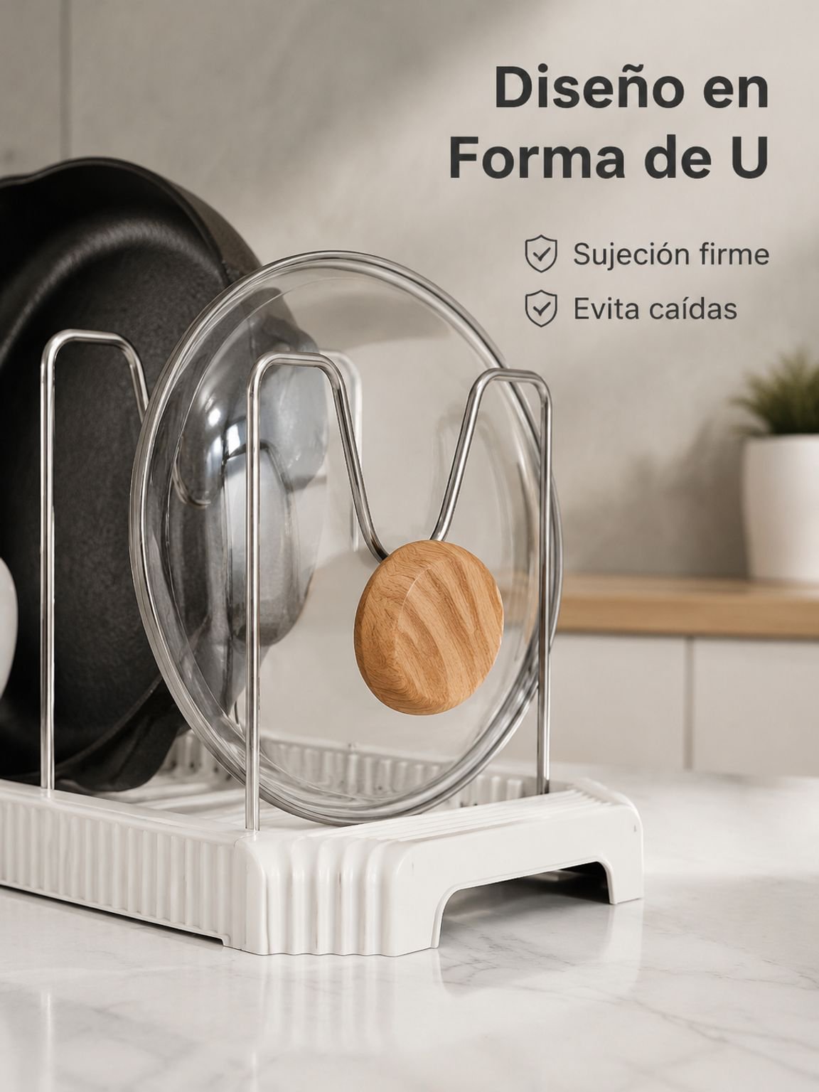 Estante para guardar tapas de ollas y tazones