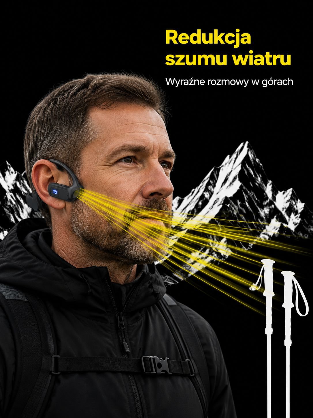 Słuchawki Bluetooth z funkcją aparatu słuchowego na uchu
