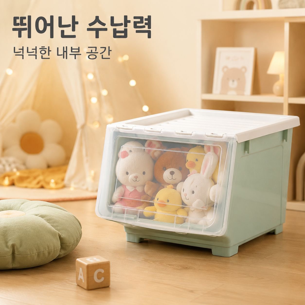 뚜껑이 달린 장난감 플라스틱 정리함