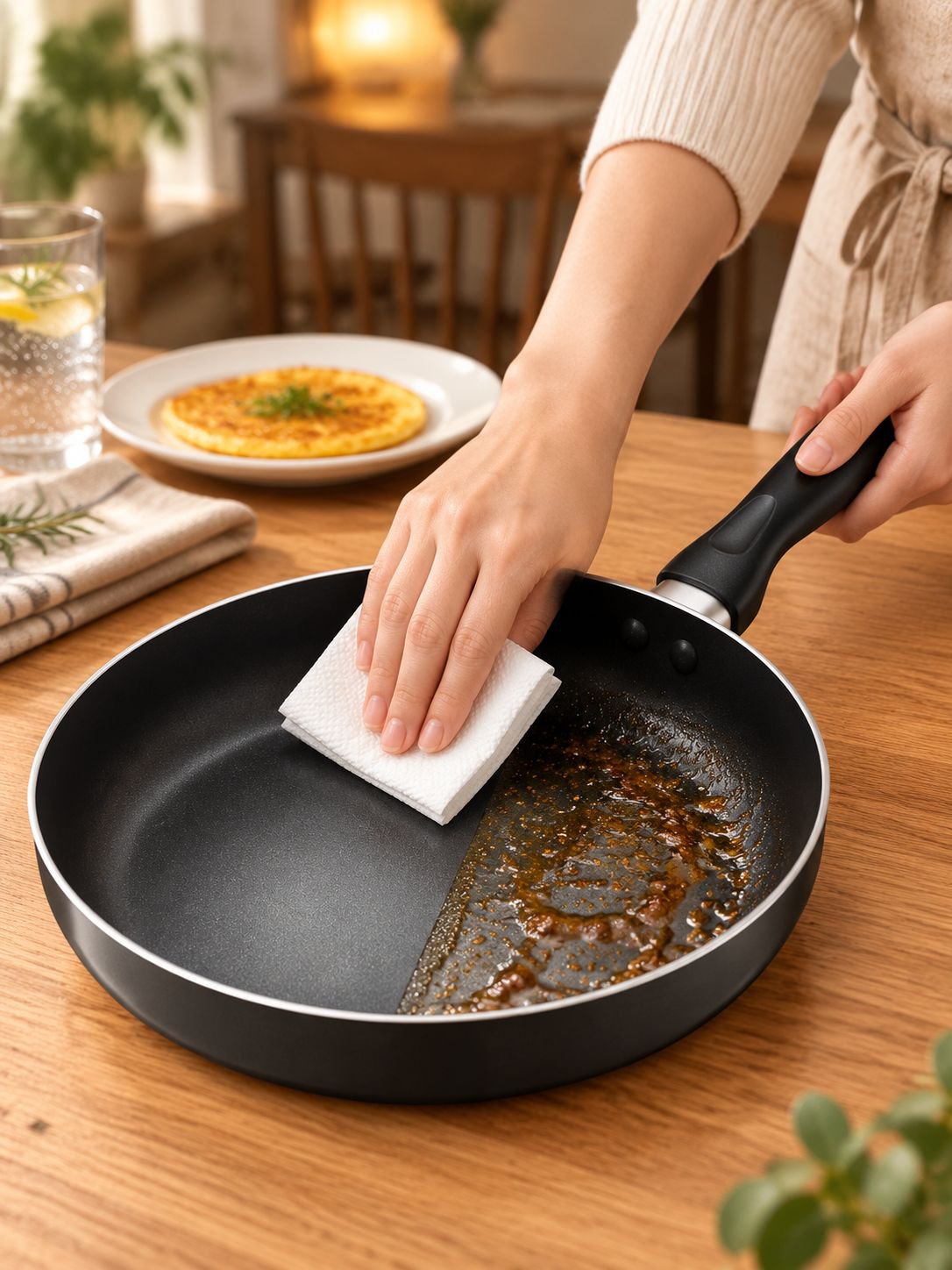 Smokeless frying pan with easy-clean surface