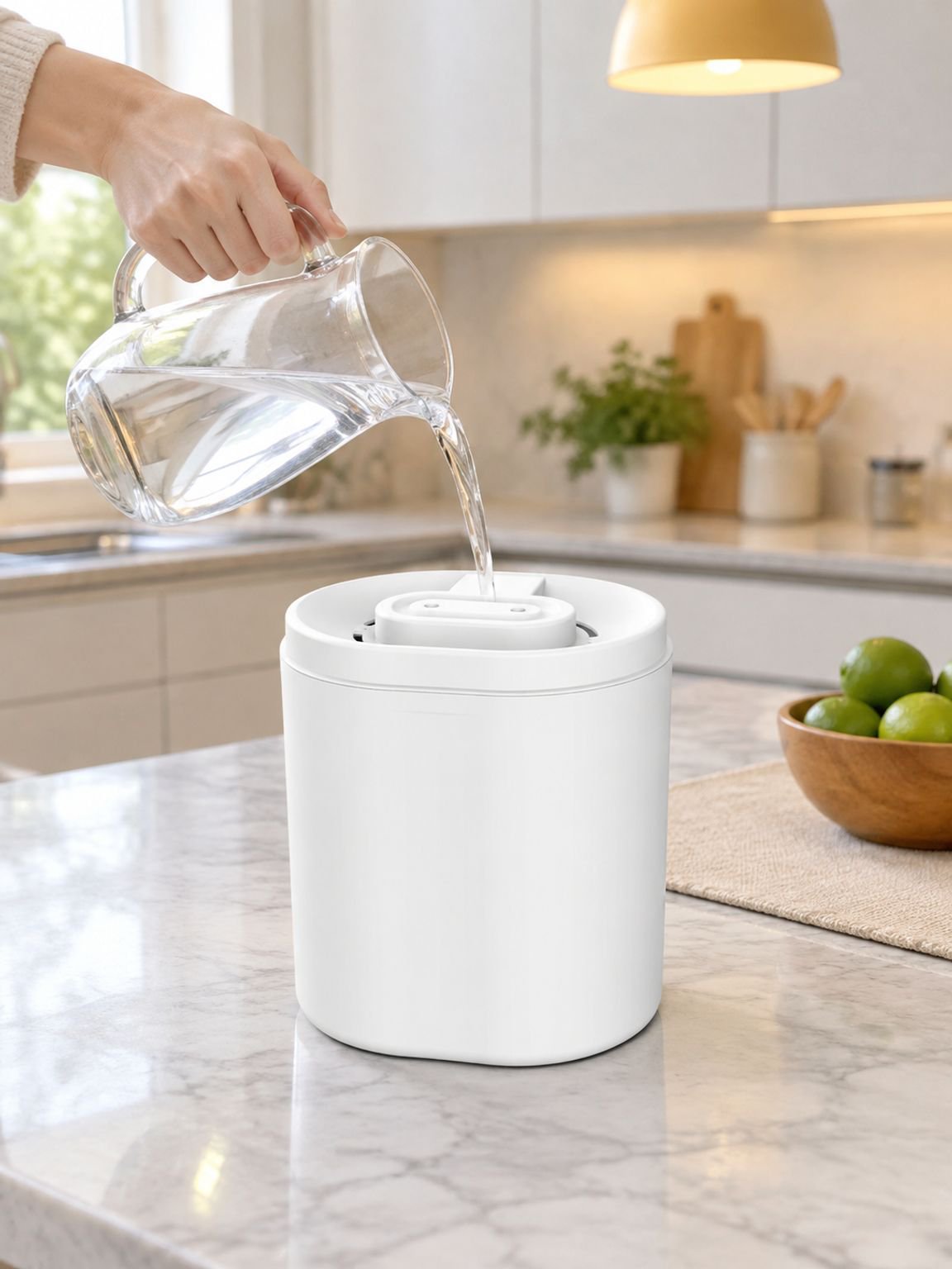 Quiet operation humidifier with decorative lighting