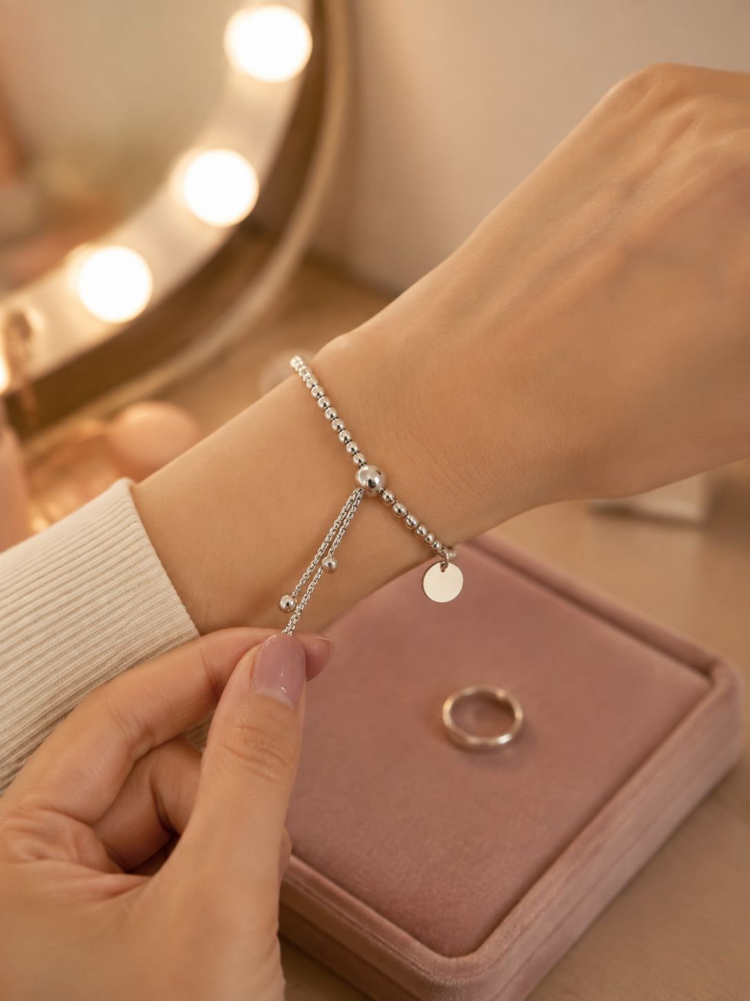Detail shot of the bracelet's adjustable clasp