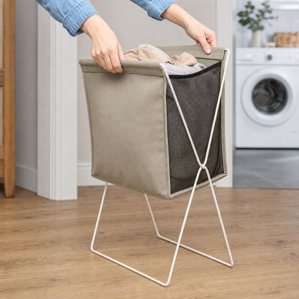 Large Capacity Foldable Iron Frame Laundry Basket