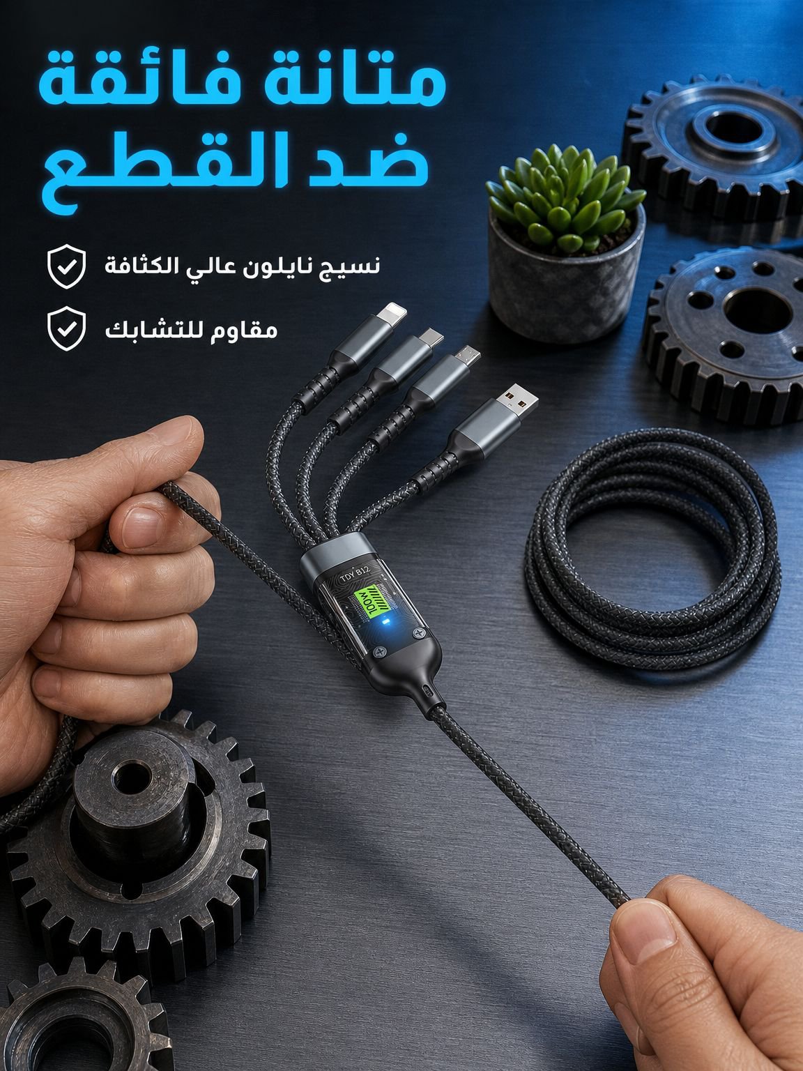 استخدام كابل بيانات شفاف مع ثلاثة منافذ
