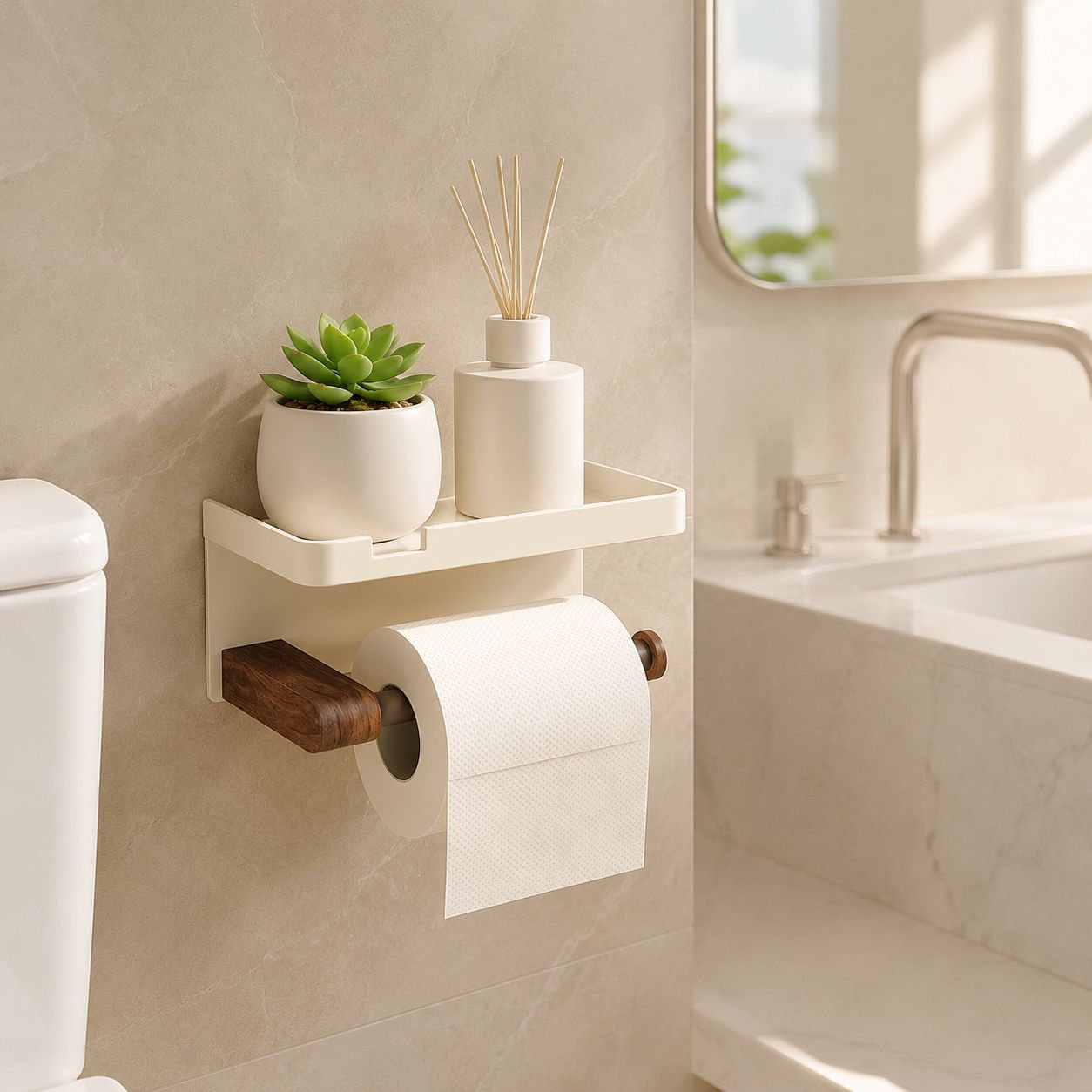 Close-up of drill-free tissue holder design