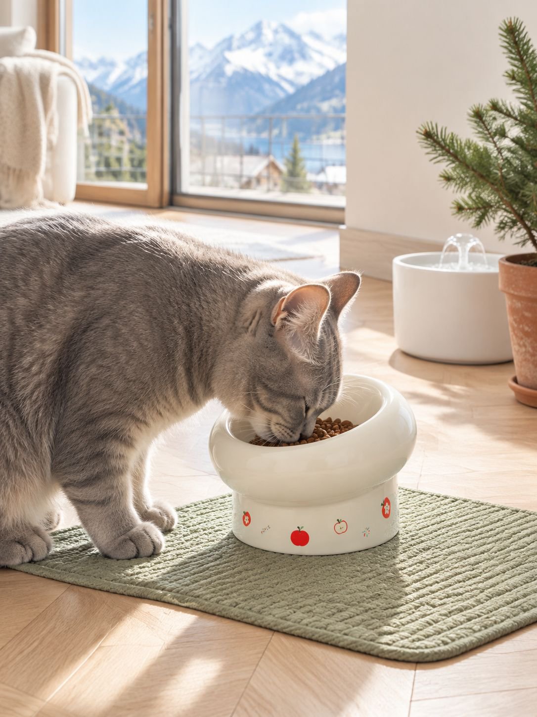 Großer Keramiknapf für Katzen mit breitem Durchmesser