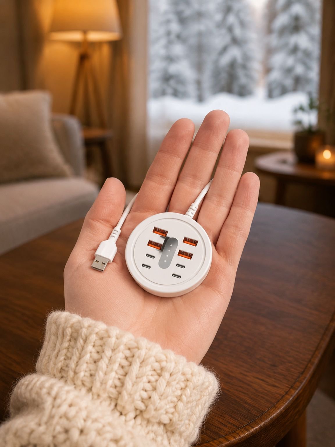 Circular 8-in-1 Portable Multi-Port Dock with USB + Type-C Fast Charging Phone Adapter Power Strip