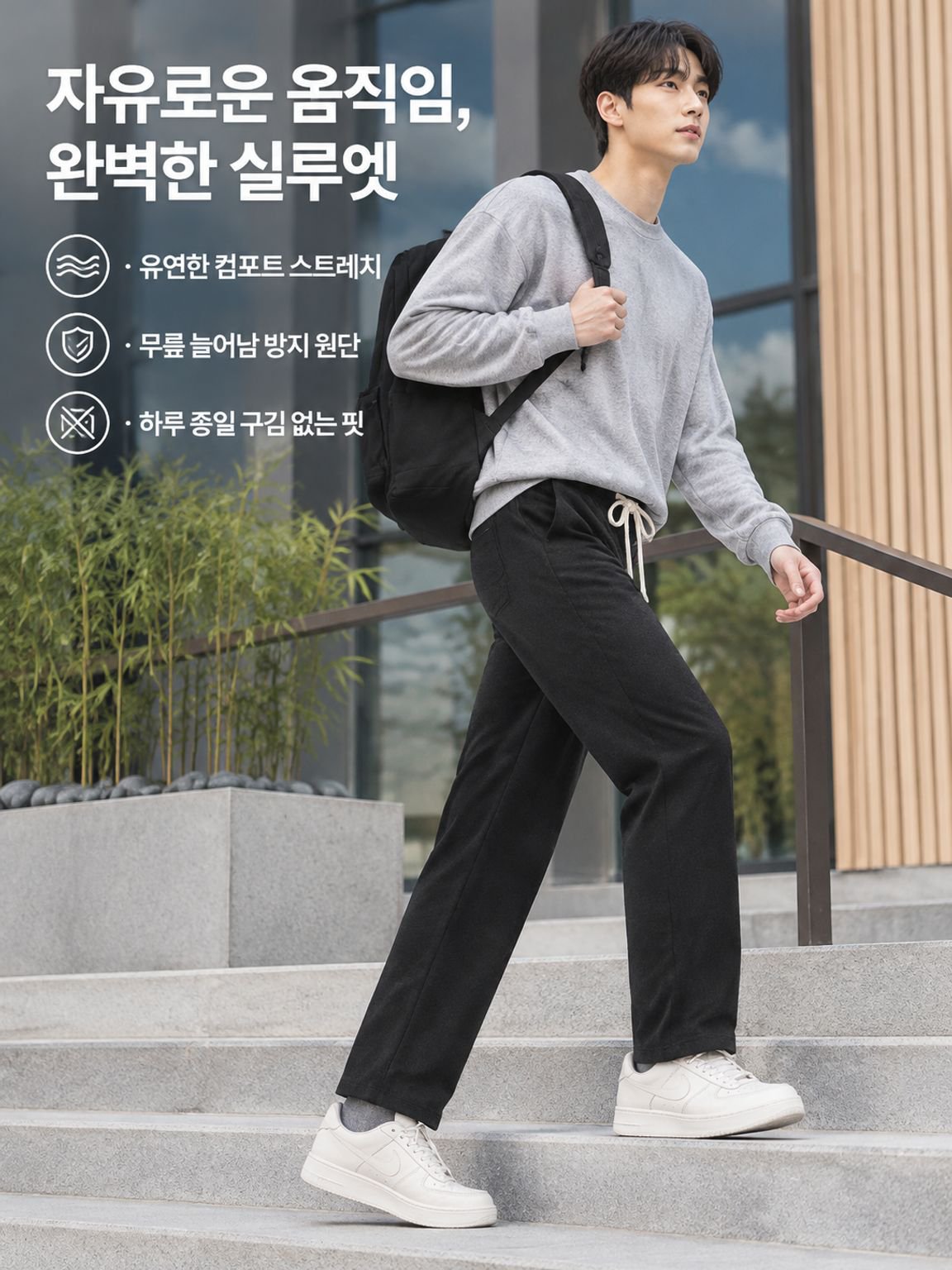 남성 캐주얼 스트링 스트레이트핏 조거 팬츠