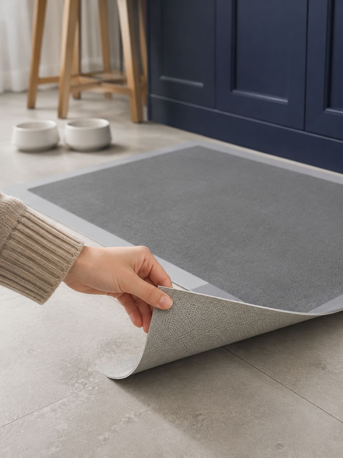 Non-slip kitchen mat for safe cooking area