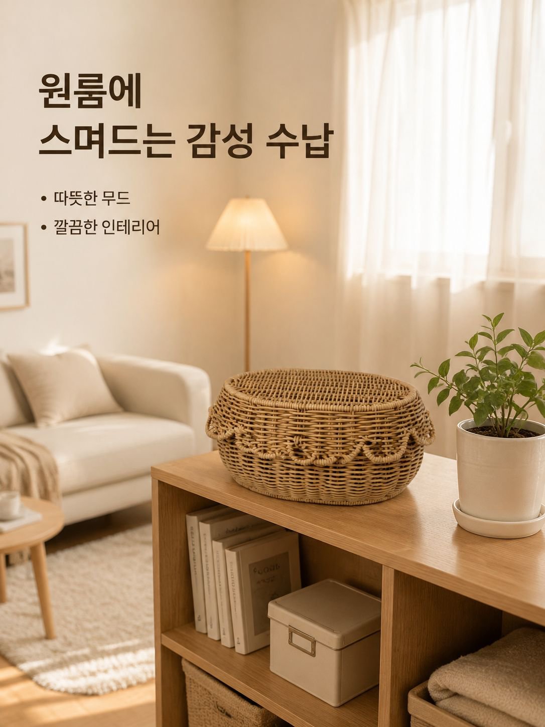 라탄 화장품 수납함 전체 모습