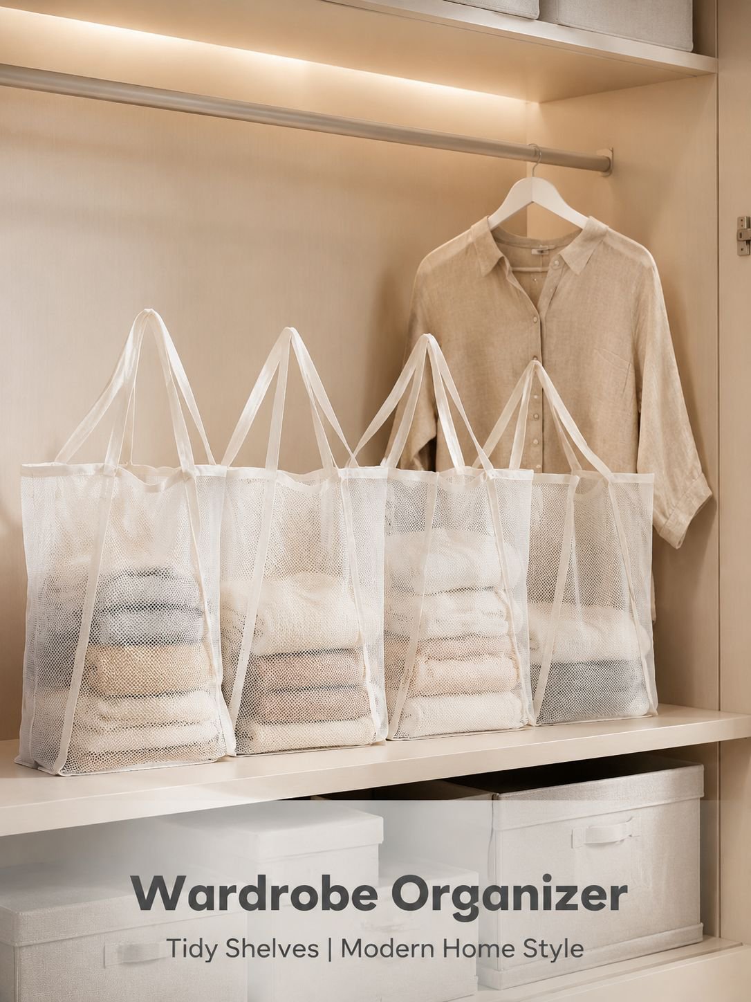 Solid Color Mesh Storage Bag