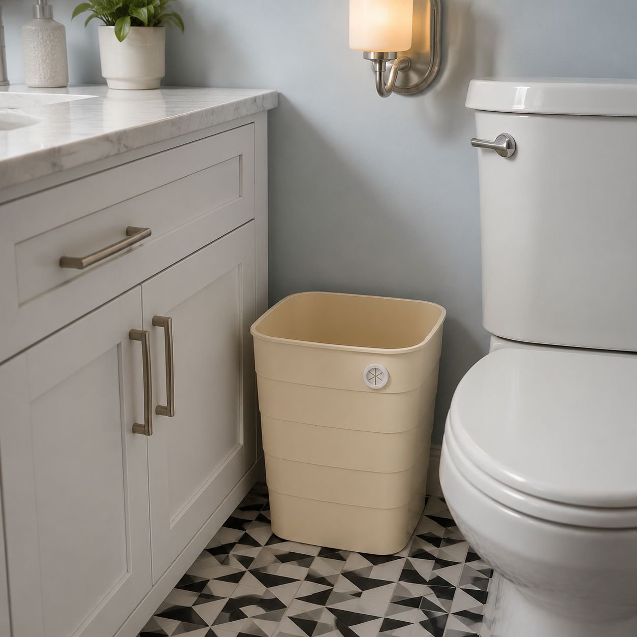 Square premium look bin blending with home furniture
