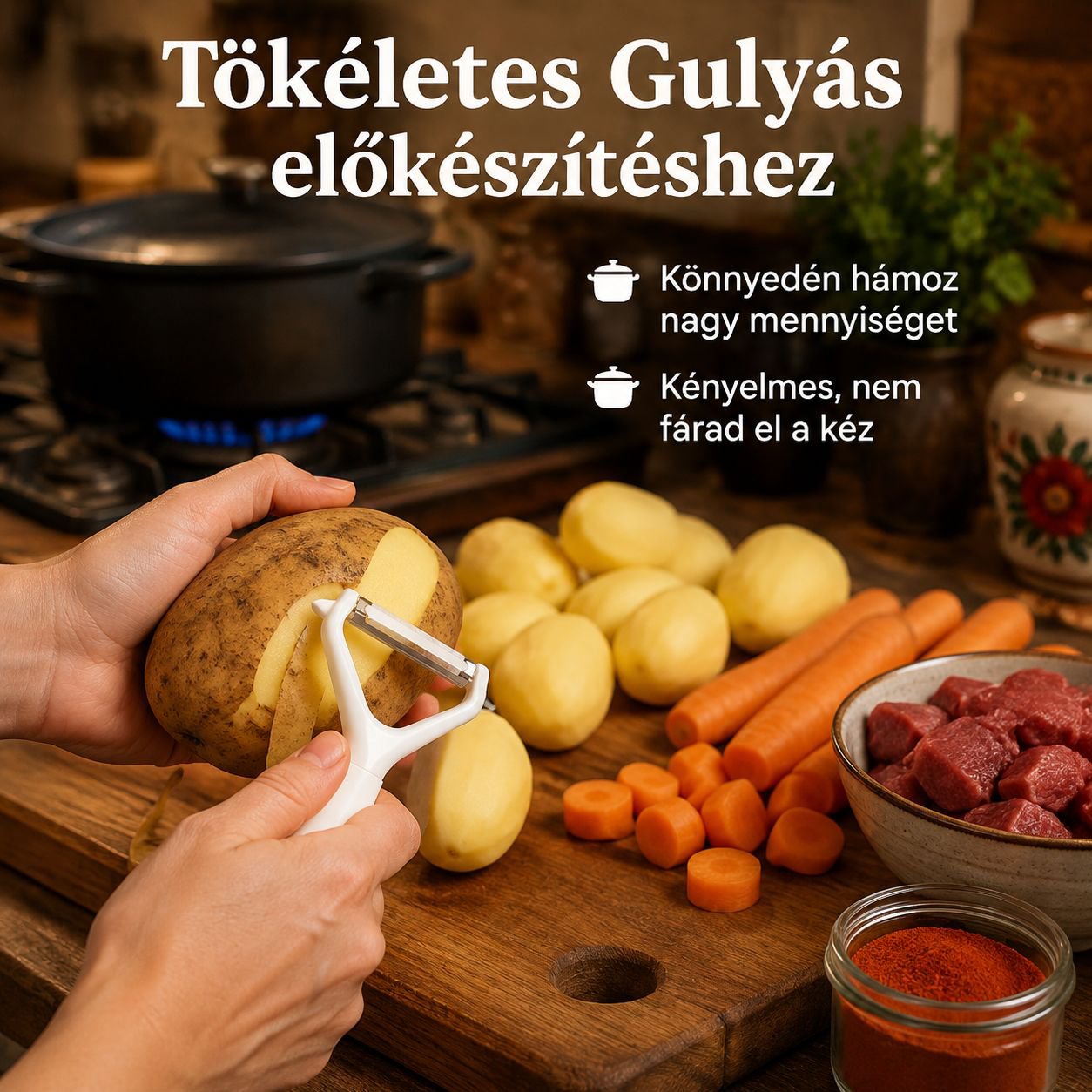 Rozsdamentes acél hámozókés