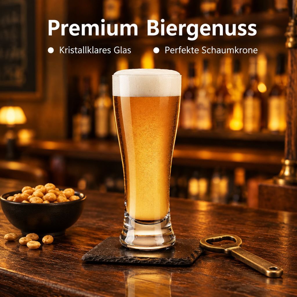 Dickwandiger Bierkrug aus Glas mit großem Fassungsvermögen
