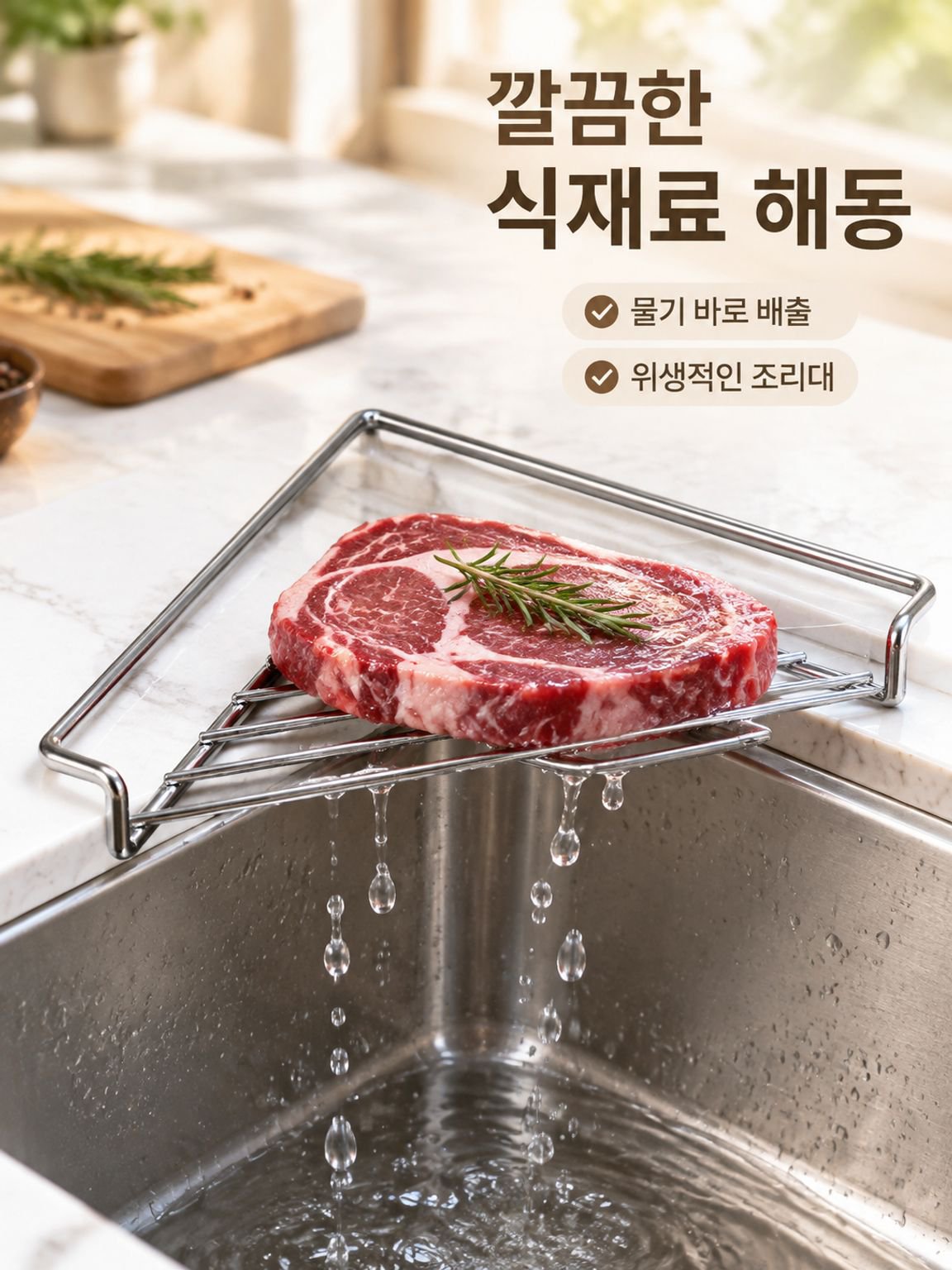 스테인리스 싱크대 배수 바구니 다기능 주방 야채 세척 및 식기 정리대