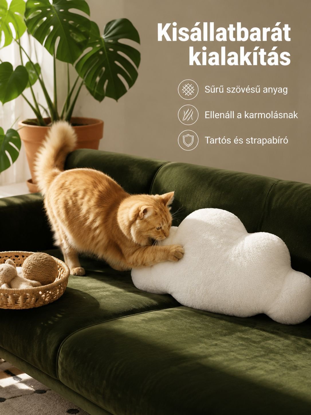 Skandináv stílusú egyszerű felhő díszpárna